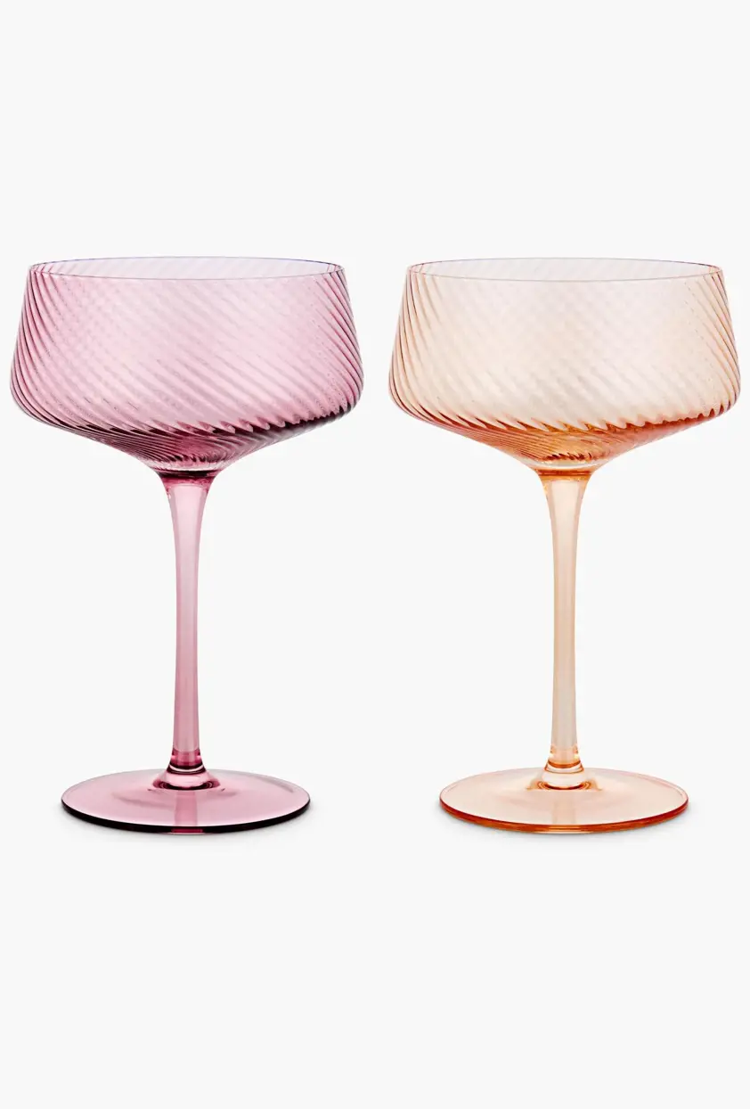 Twist Champagne Coupes Set of 2 Pink / Peach