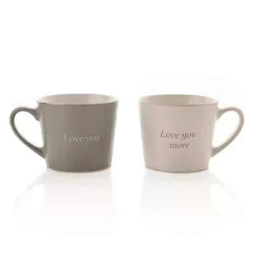 Amore Set of 2 Grey & White Mugs - Love You More