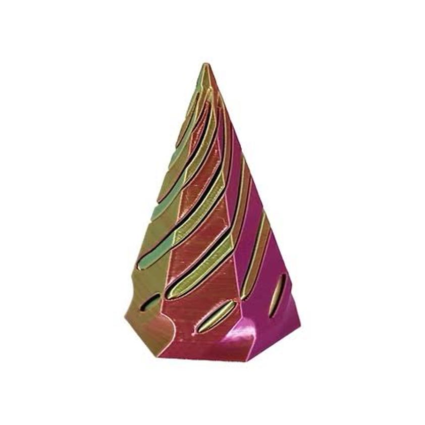 Green Gold Purple 3D Printed Small Hex Cone