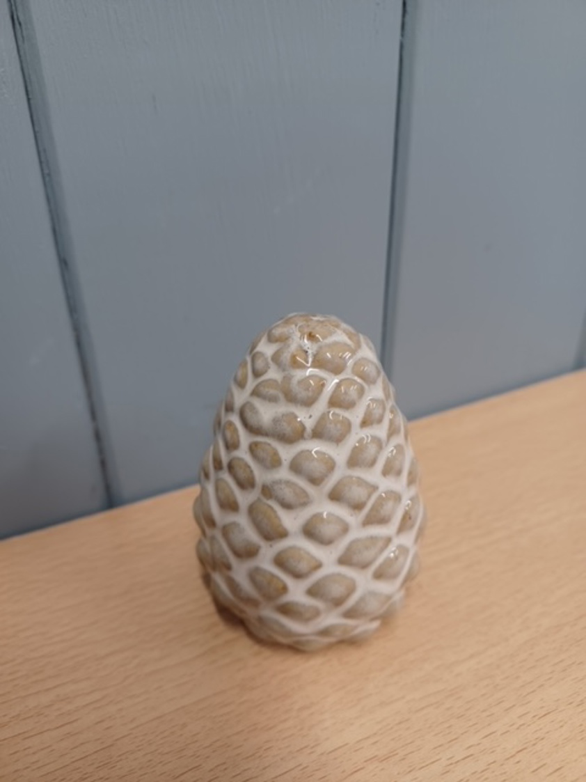 Beige Mottle Ceramic Pinecone Decoration (7cm)