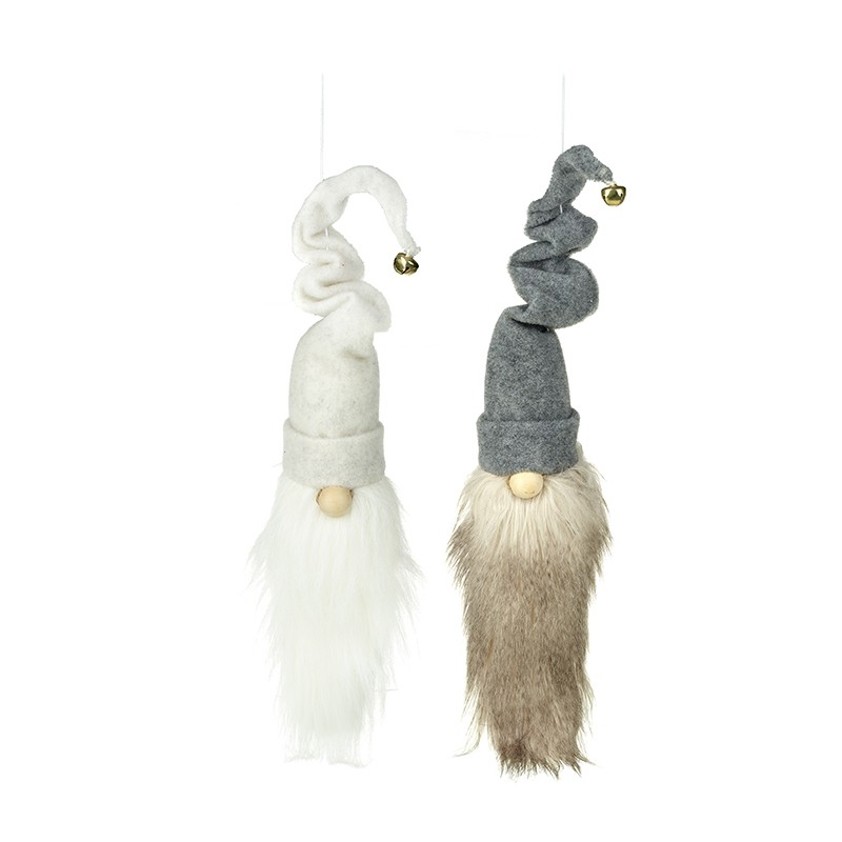 Hanging Fabric Santa In Cream Hat