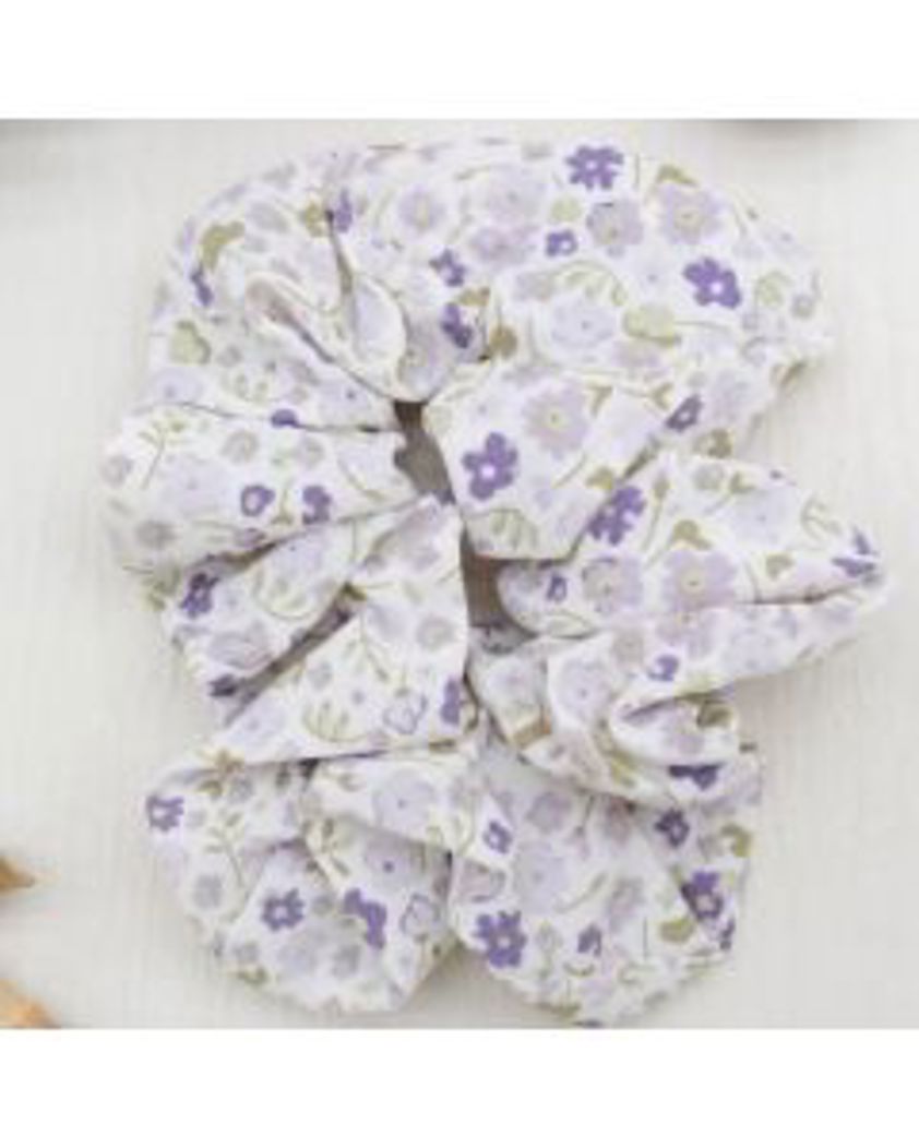 Purple Disty Flowers Scrunchie