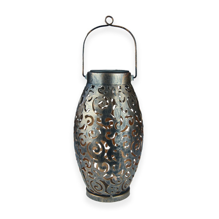 Copper Solar Lantern with warm white flashing lights