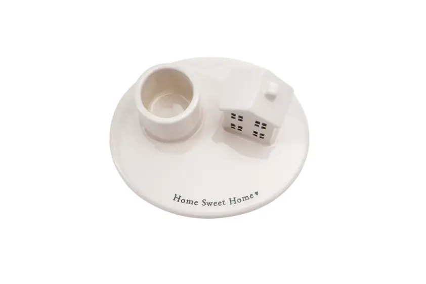 Send With Love Ceramic House Candlestick Holder