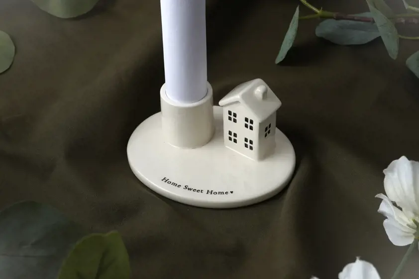 Send With Love Ceramic House Candlestick Holder