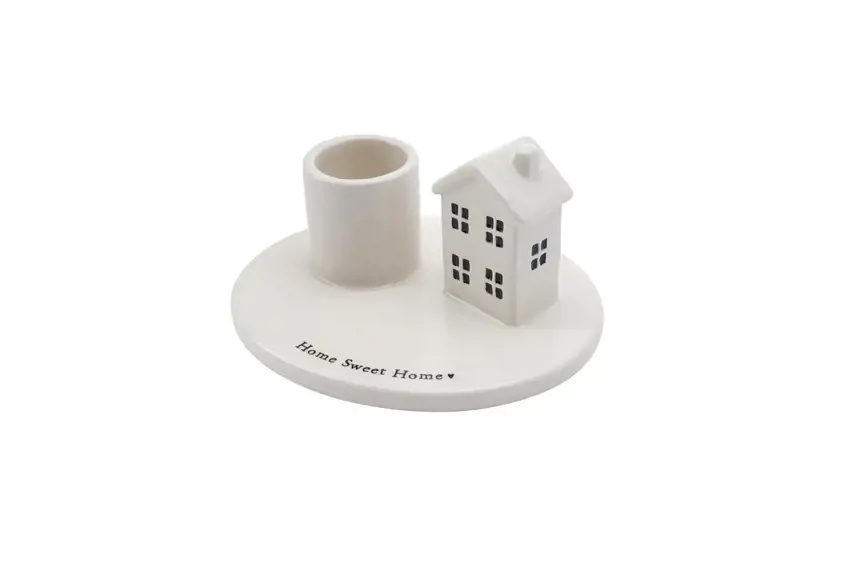 Send With Love Ceramic House Candlestick Holder