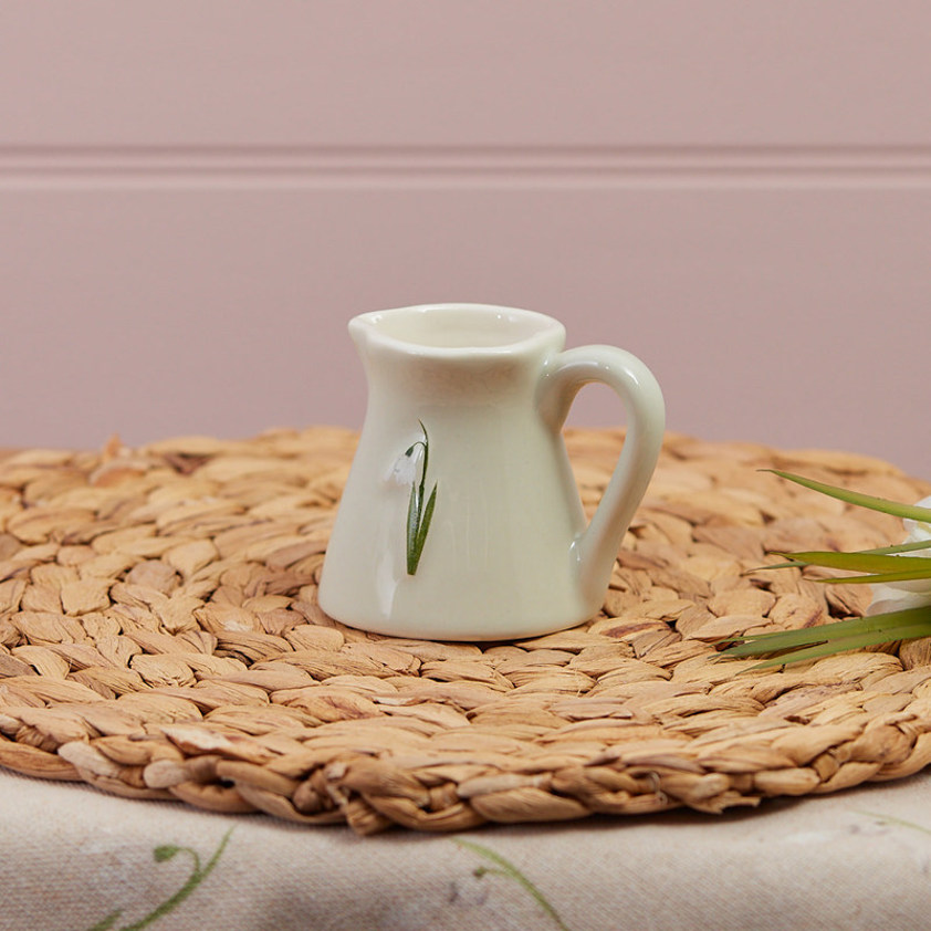 Snowdrop Mini Jug Pale Grey Embossed Stoneware