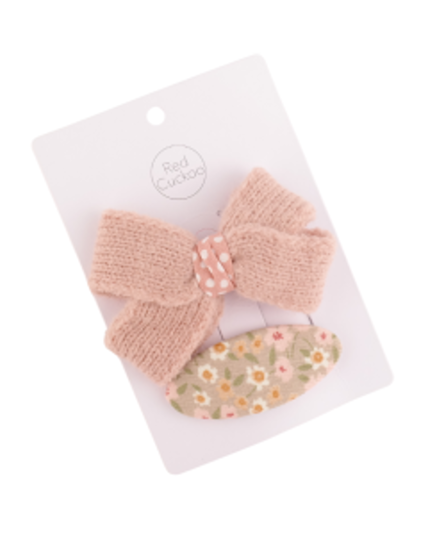 Bow Hair Clips Pack Pink