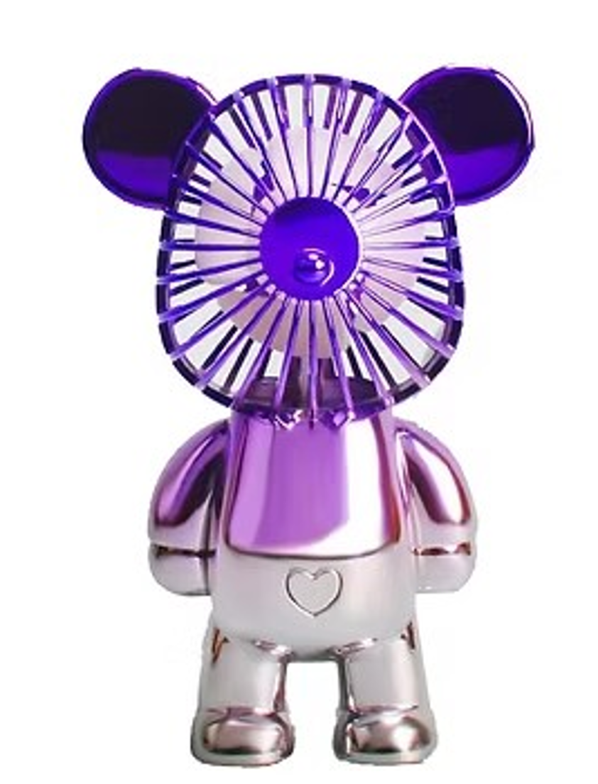 Purple Silver Two-Toned Bear Fan