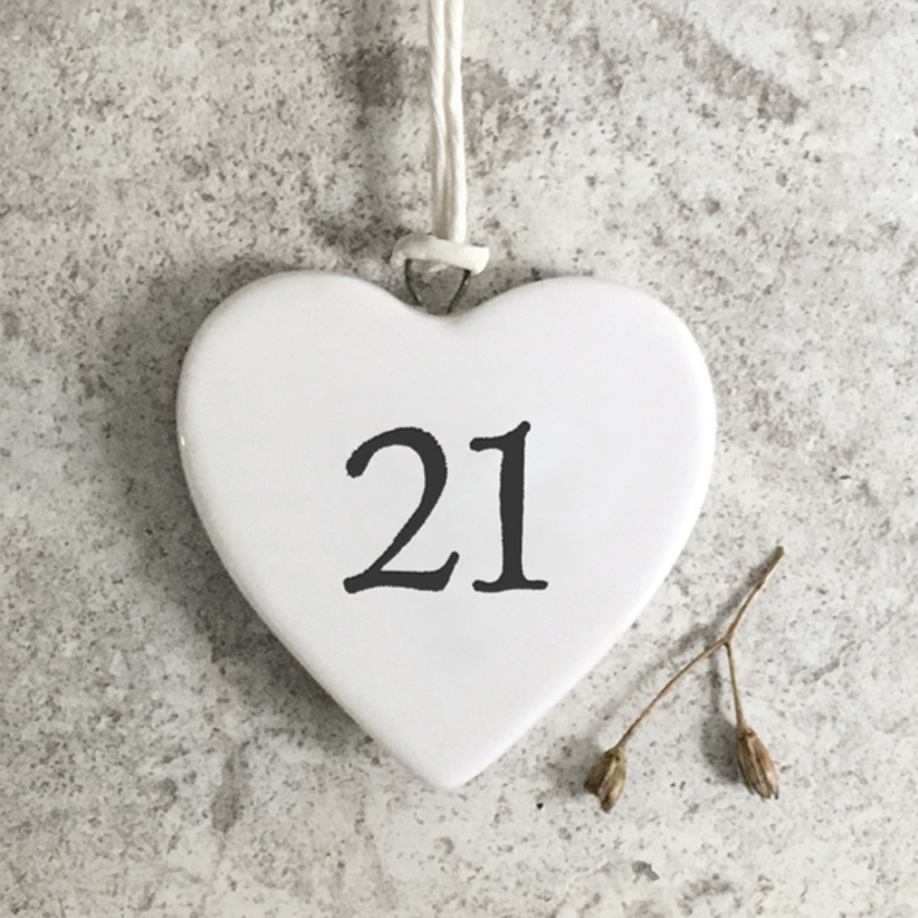 21 Small Hanging Porcelain Heart - Age