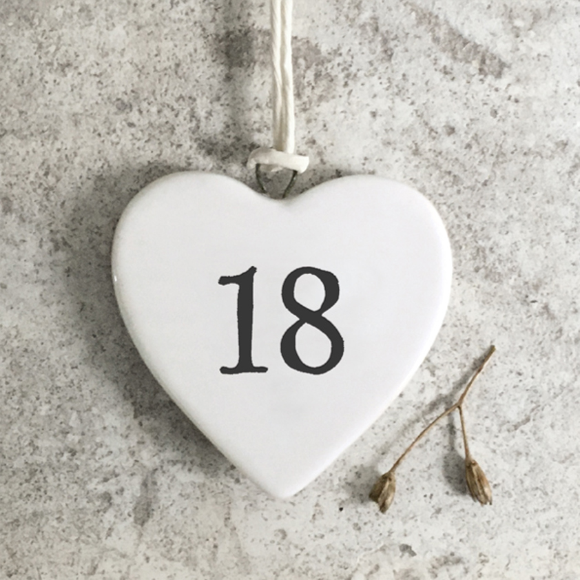 18 Small Hanging Porcelain Heart - Age