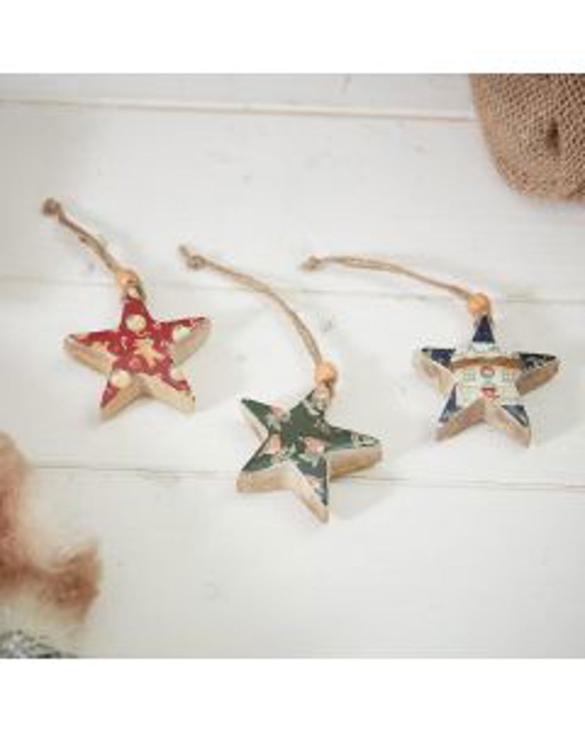 Christmas Mango Wood & Enamel Star Hanger