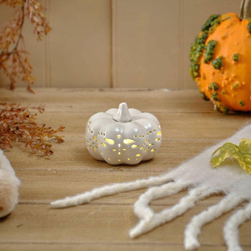 Harvest Pumpkin Cut Out Detail LED Ornament Small