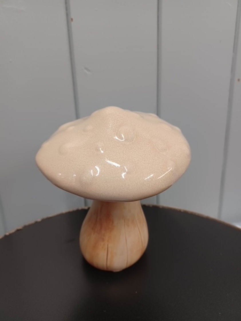 Beige Ceramic Mushroom Decoration (11.7cm)