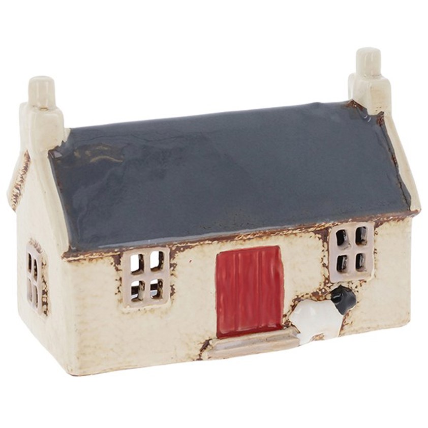 Village Pottery Croft House with navy roof Tea Light