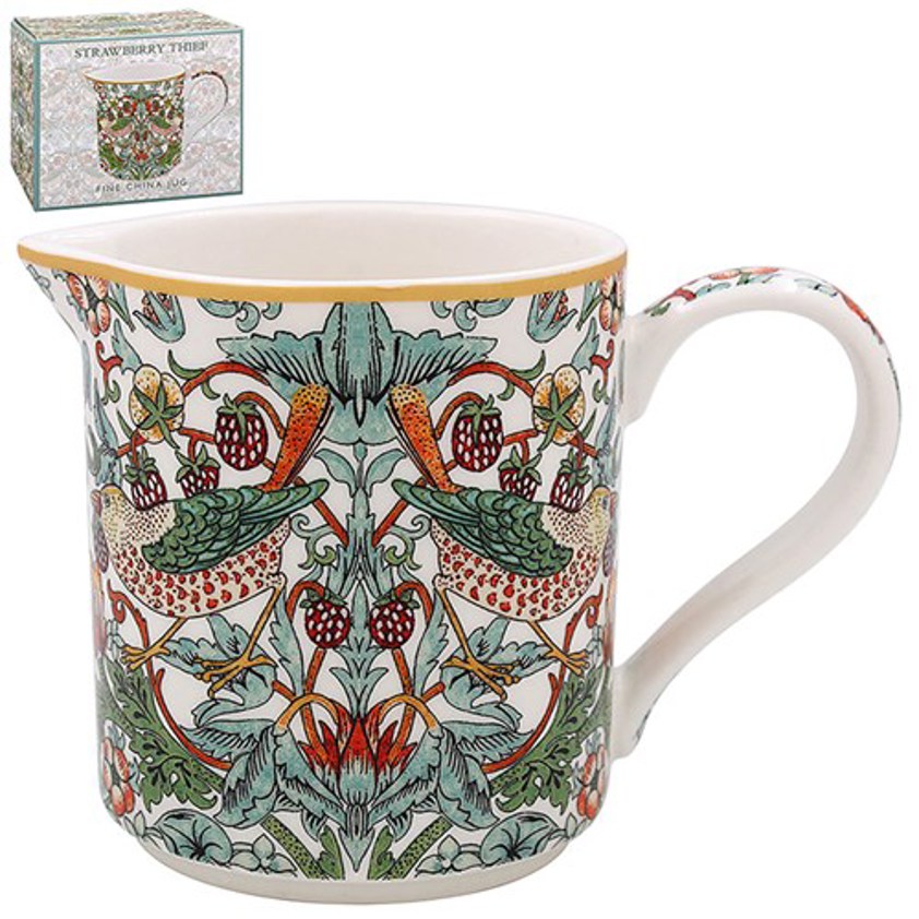 William Morris White Strawberry Thief Jug Small