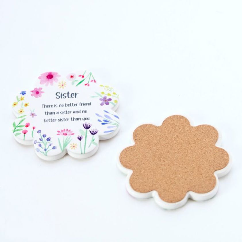 Special Friend Ceramic Pretty Floral Flower Shaped Coaster Individual