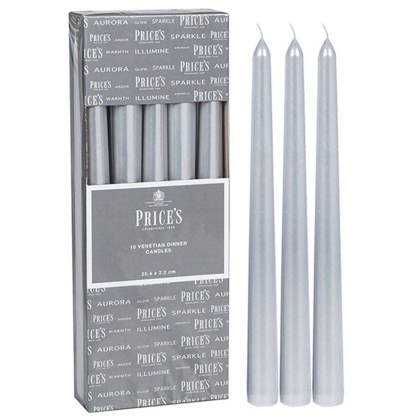 Prices Tapered Venetian Candle Silver