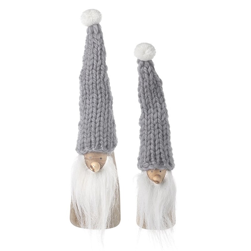 Bearded Wooden Figures On Tall Grey Hats