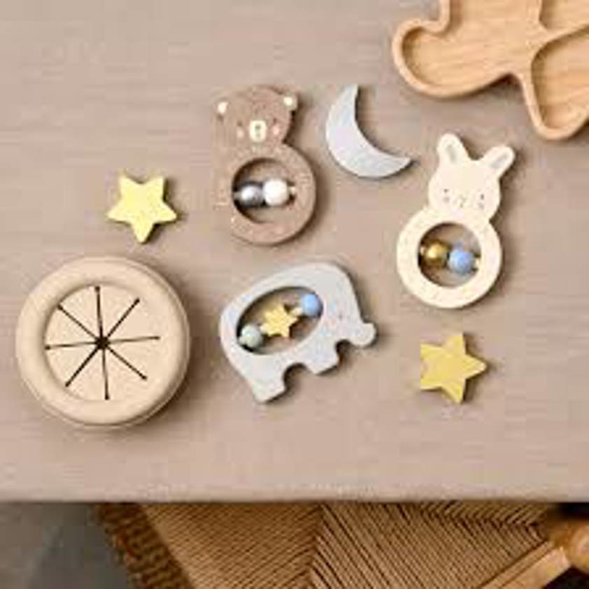Bambino Wooden Animal Rattles assorted