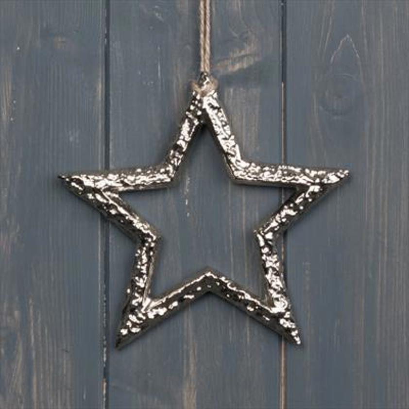 Silver Textured Metal Hanging Star