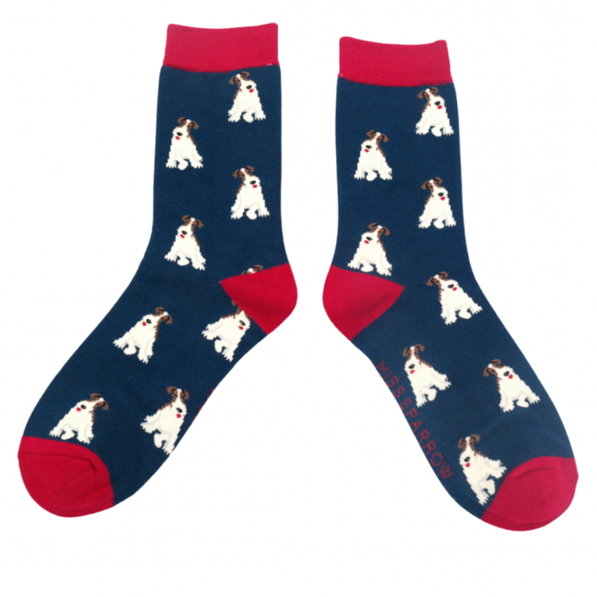 Fox Terriers Socks Navy