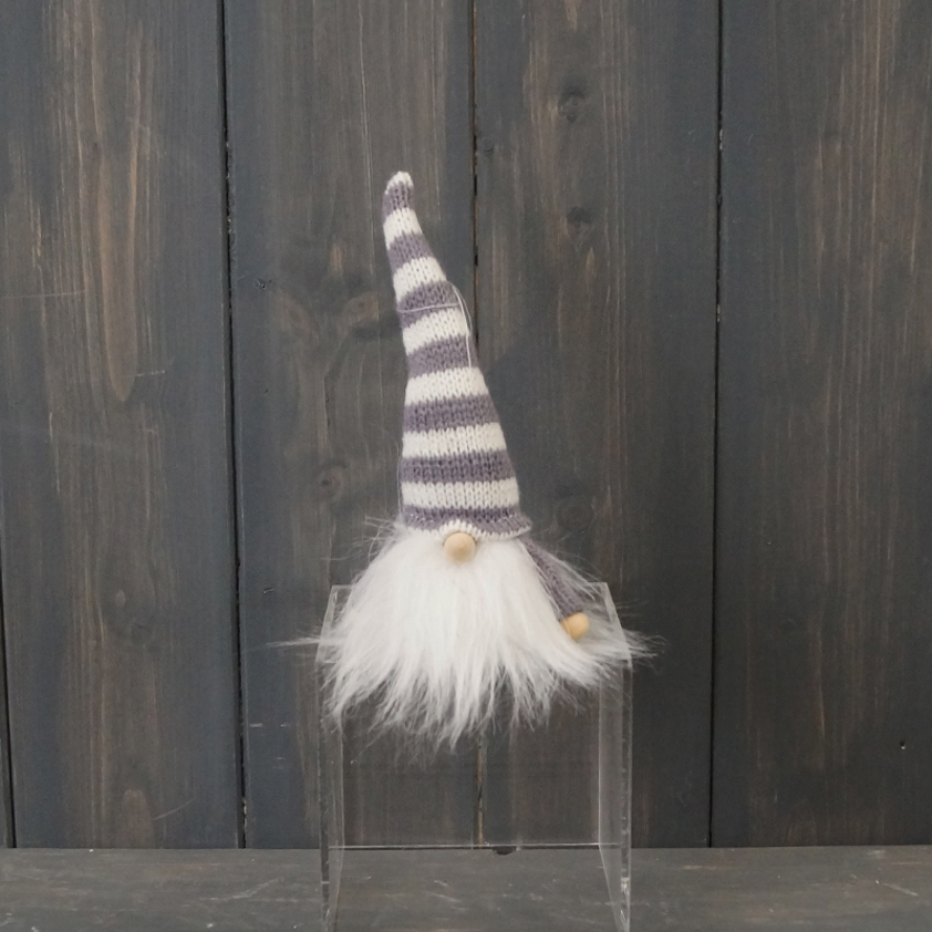 Grey striped Tall Hat fabric Gonk 15cm