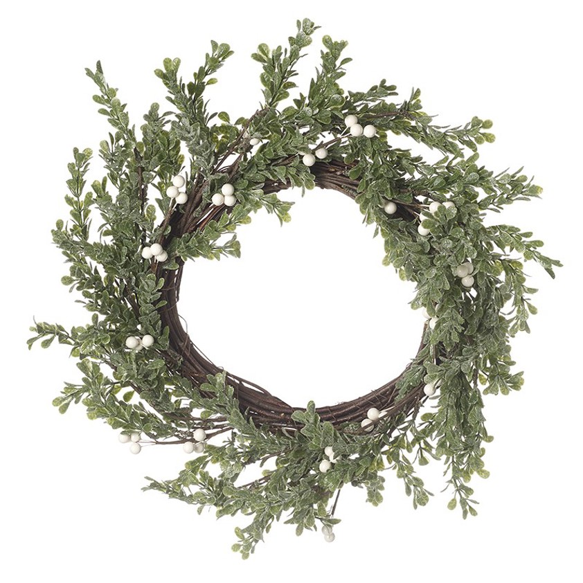 White Berry & Green Foliage Wreath