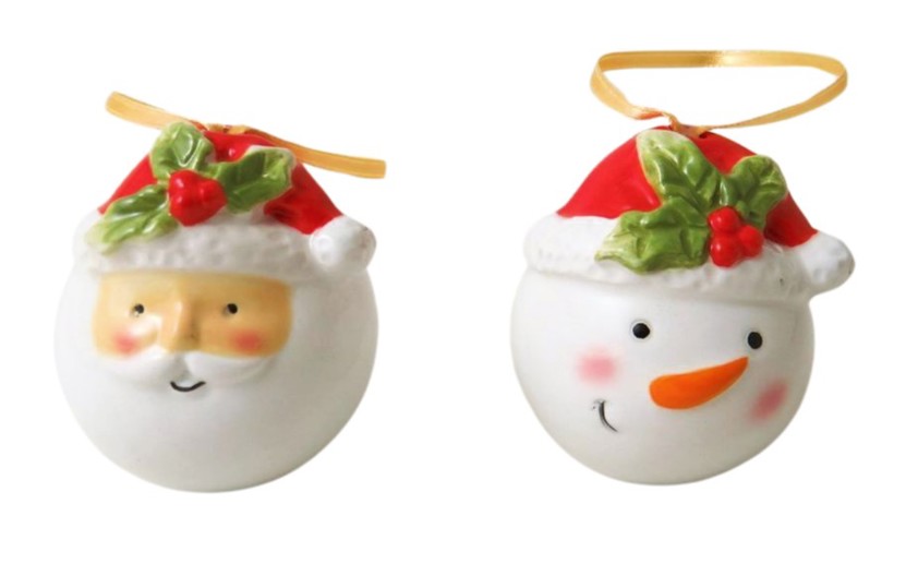 Santa/Snowman Head Tree Decoration 4.5cm