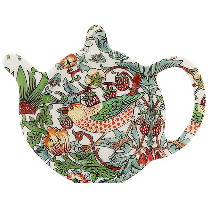 William Morris White Strawberry Thief Teabag Tidy