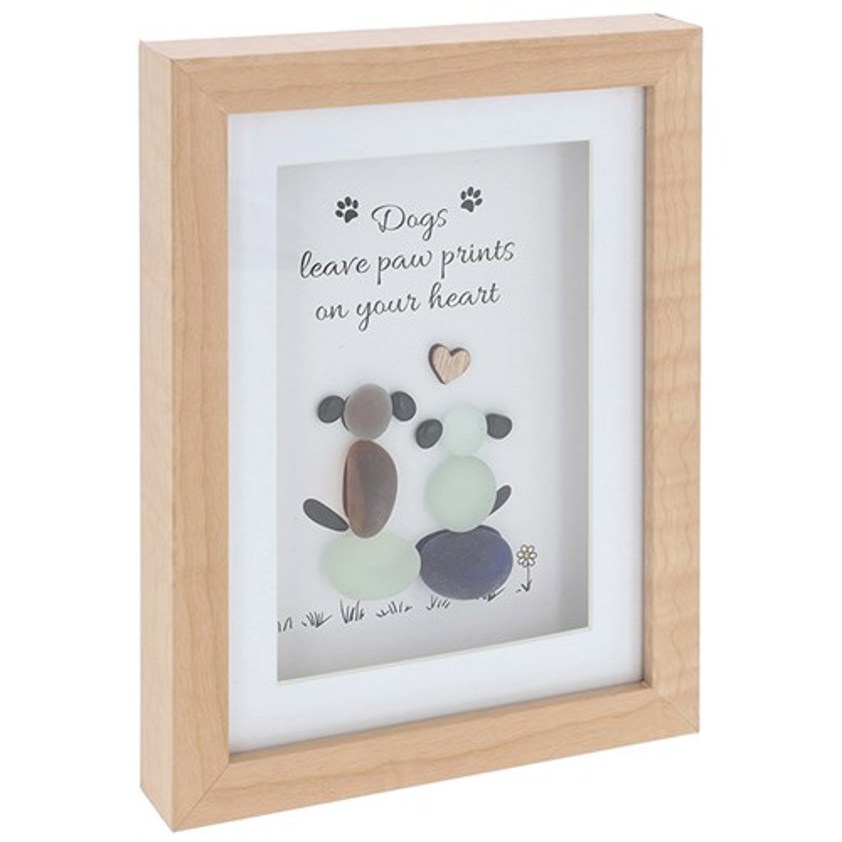 Pebble Glass Portrait Plaque Dogs Heart