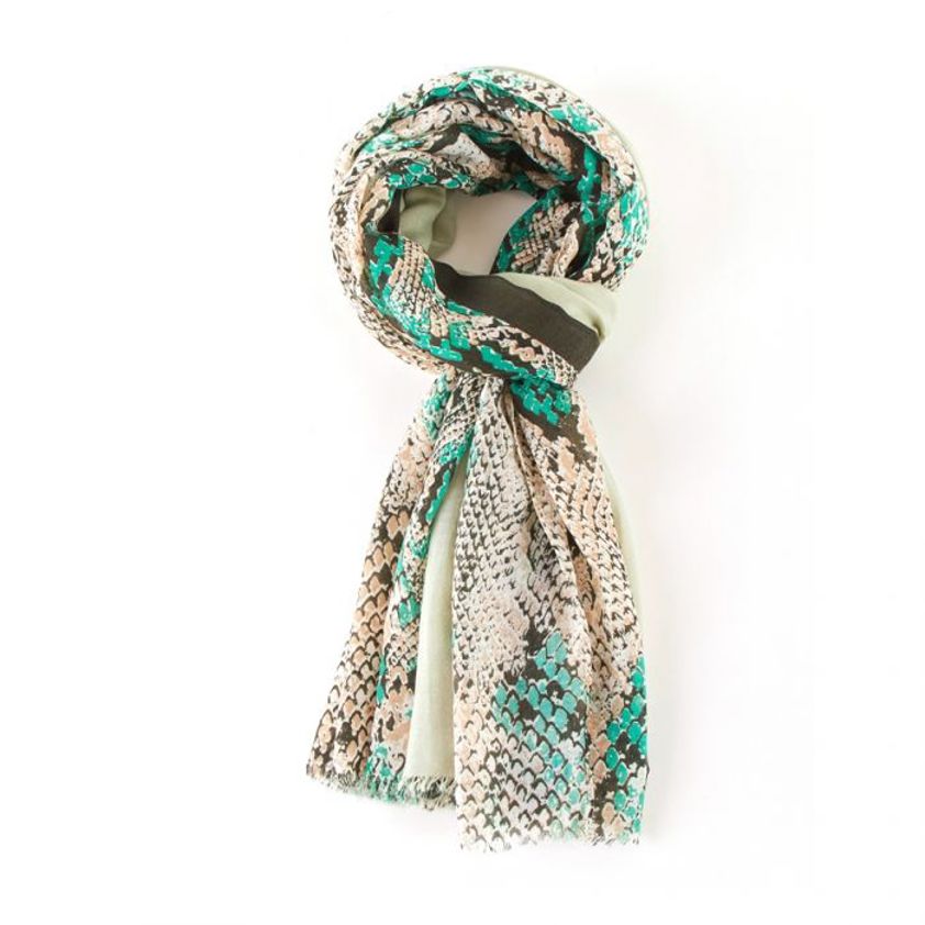 Two Tone Snakeskin Scarf Green