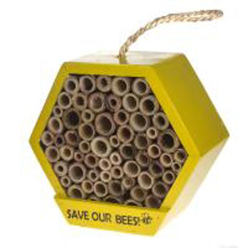 Bee/bug house hexagonal, save our bees - 18cm