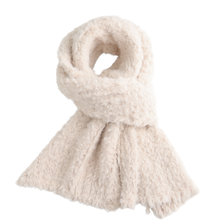 Cream Plain Knit Scarf Cream