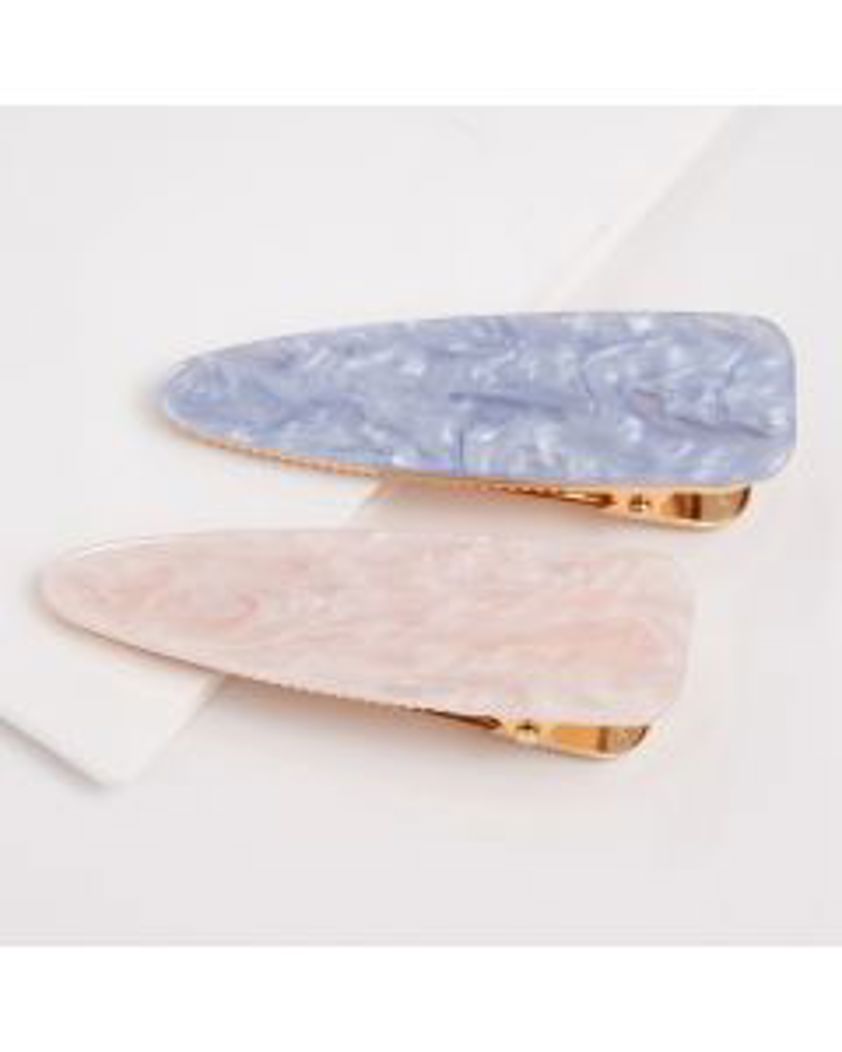 Silver Pink Hair Clips Pack Of Two