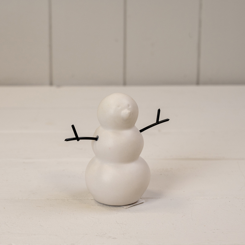 White Ceramic Snowman Decoration (8.5cm)