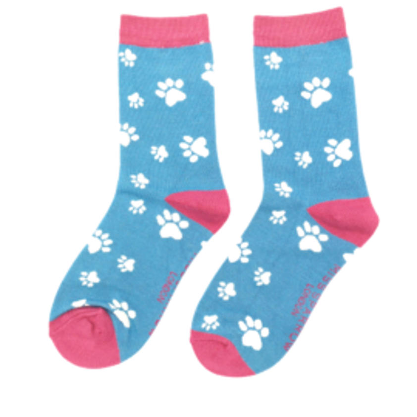 Paw Prints Socks Denim