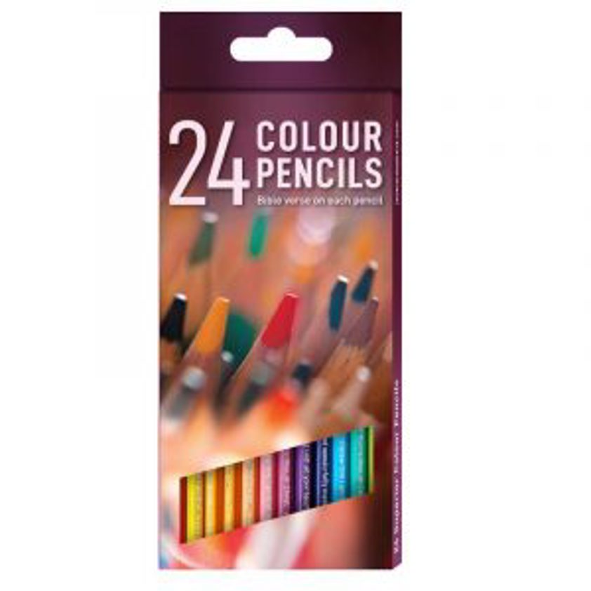24 Colouring Pencils with Bible verse