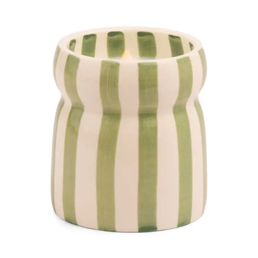 Cabana 6.5oz/184g Sage Striped Ceramic Candle - Bora Bora Boxed