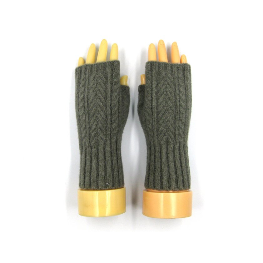 Grey Knitted Fingerless Gloves