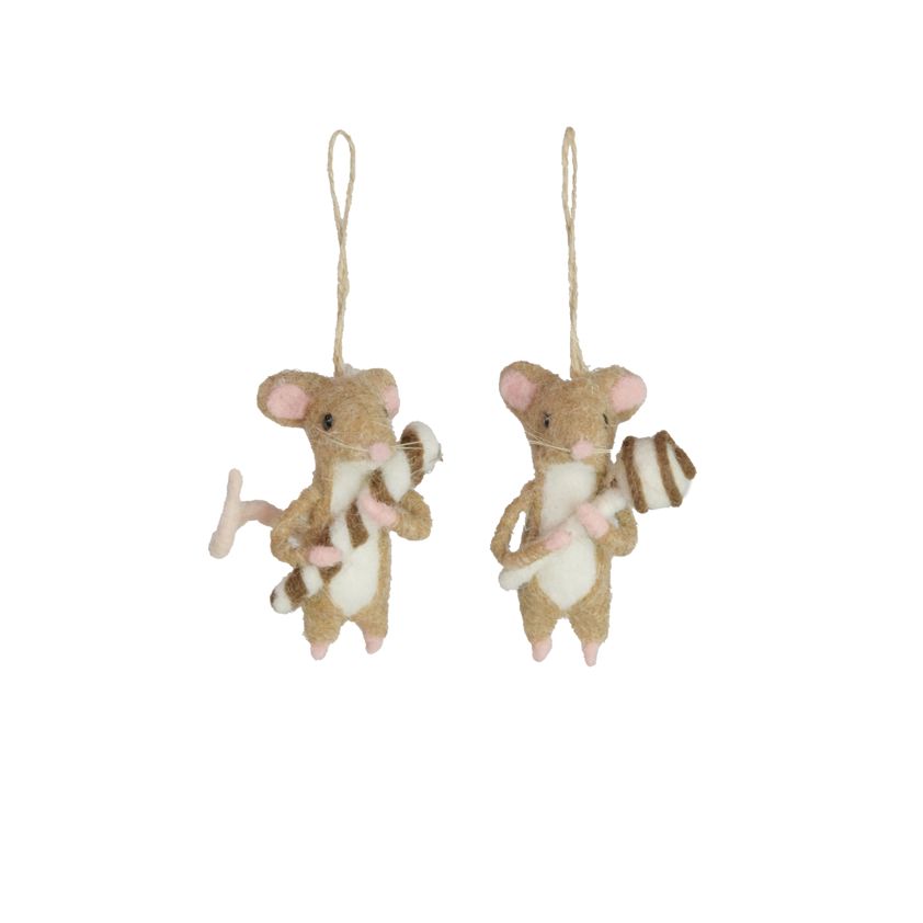 Hang. Fabric Mouse W/Lolly/Candy Cane (2 Ass.)