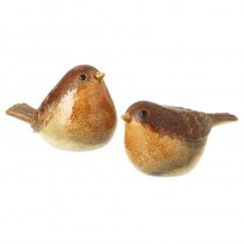Small Brown Stoneware Robin Ornament