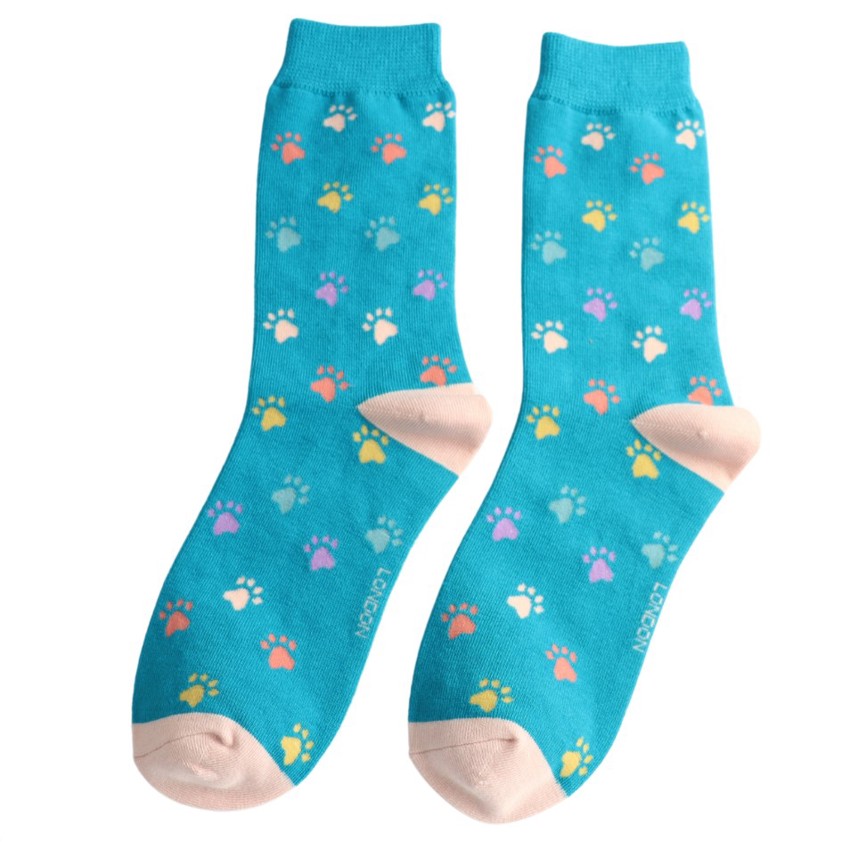 Multi Paw Prints Teal