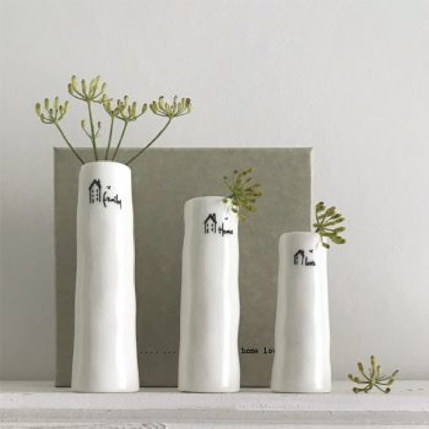 Trio bud vases - home family love