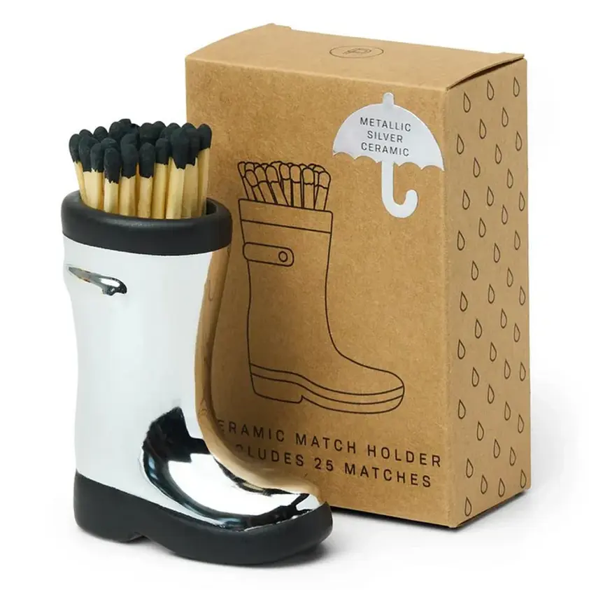Wellington Boot Matches Holder 25 Matches - Chrome