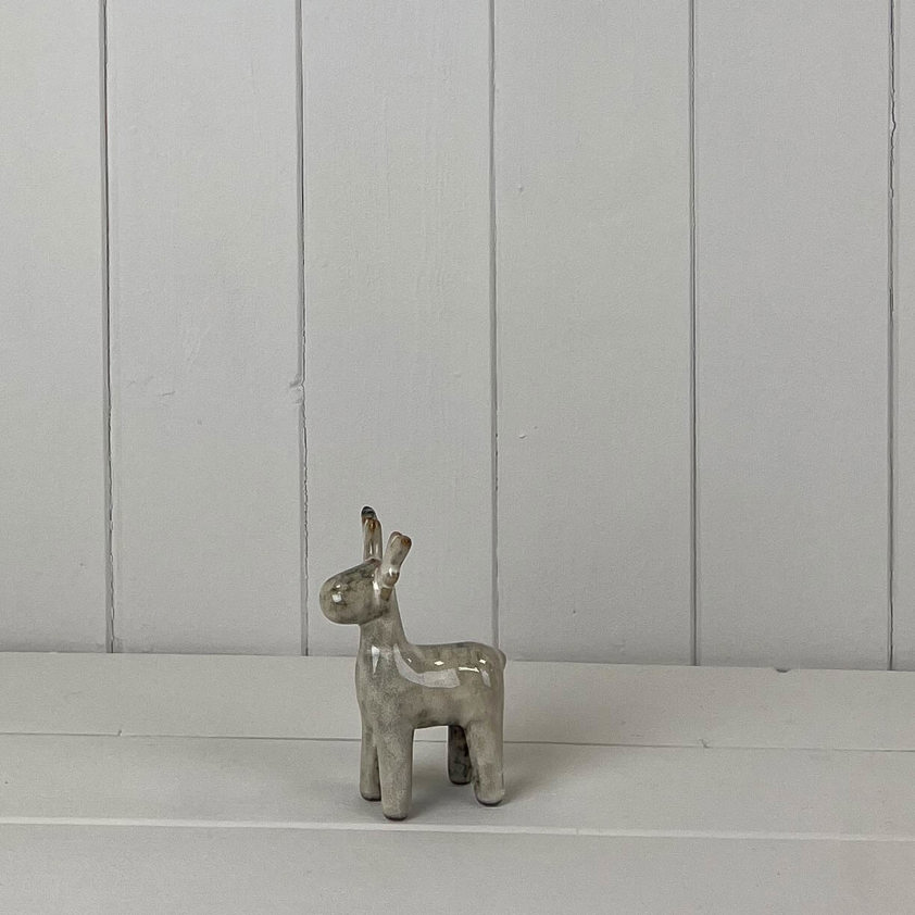 Beige Mottle Ceramic Reindeer Decoration (11cm)