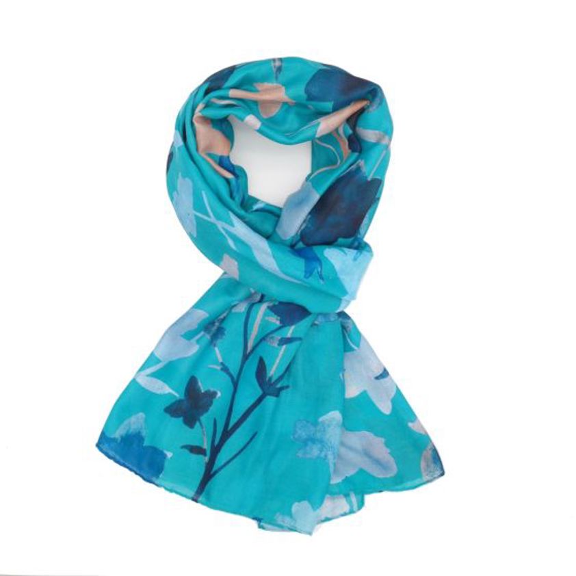 Watercolour Silhoettes Scarf Teal