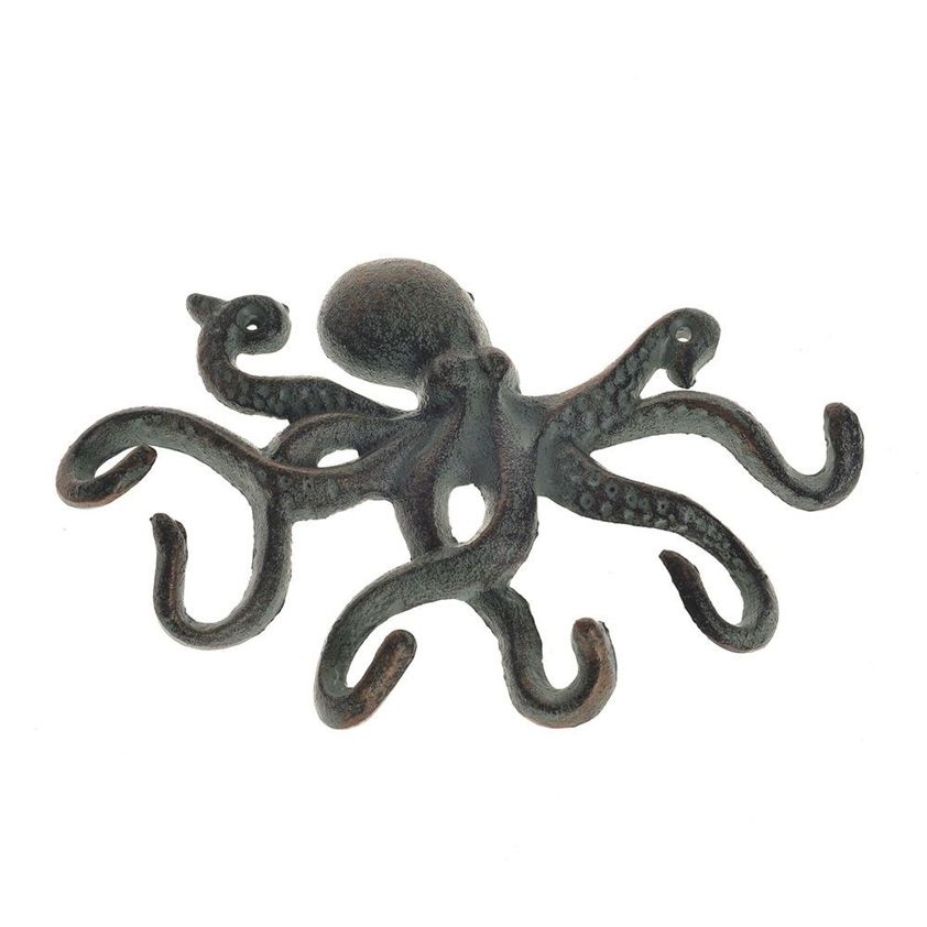 Cast Iron Wall Mounted Octopus Hook Antique Bronze