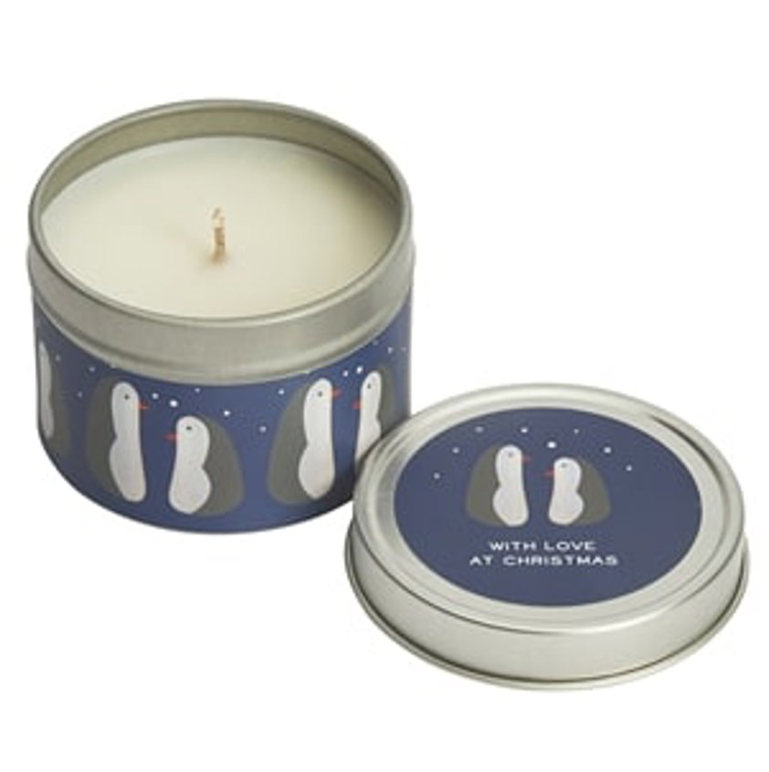 Christmas penguins travel candle