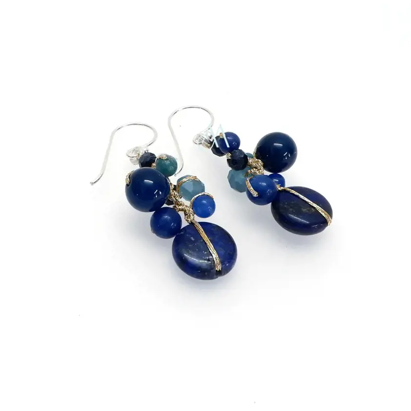Dark Blue Lithos Earrings